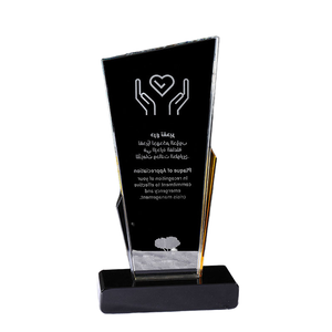 MH-NJ00547 Custom <strong>Engraving</strong> Flame Trophy Crystal <strong>Plaque</strong> with Black Base - Product Image 1