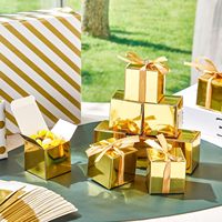 Emballage en papier avec logo personnalisé en feuille d'or de fantaisie pour mariage anniversaire Bonbons Macaron Chocolat Boîte cadeau Boîte en papier