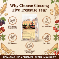 Thé chinois pour la santé, directement de l'usine, prise en charge du dropshipping, personnalisable, mélange de cinq trésors, ginseng, herbes naturelles, qualité supérieure, cadeau