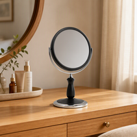 Miroir de Maquillage de Table Moderne à Blocs de Couleurs, Base en Fer de Luxe, Miroir Cosmétique Rond à Grossissement 1X/5X, Personnalisable