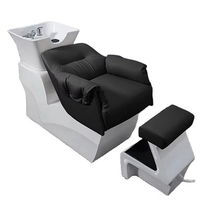 เตียงสระผมอเนกประสงค์สีดำสำหรับร้านเสริมสวย พร้อมอ่างเซรามิก - Product Image 1