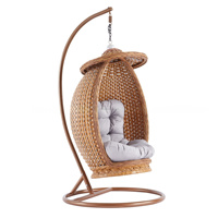 Chaise de balançoire en forme d'oeuf à siège unique en vrac chaise de balançoire en forme d'oeuf pour patio et jardin chaise en rotin suspendue