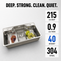 Évier de cuisine multifonctionnel en acier inoxydable 304 de qualité alimentaire, grand bac unique, anti-huile et anti-eau, revêtement nano, directement de l'usine