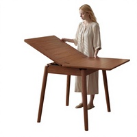 Table de salle à manger pliante extensible en bois massif ECO, montage facile pour petits espaces et appartements (noyer) – Vente en gros