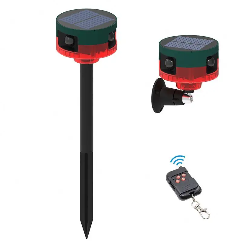 2023 New Arrival Wireless Solar RF Remote Alarm Siren Solar Animal Repeller With Built in 13 sounds and Recording