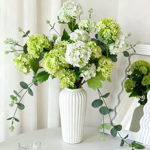 3 têtes d'hortensias artificiels <span class=keywords><strong>en</strong></span> soie, boule de neige, fleurs d'hortensia vertes artificielles pour les arrangements floraux de mariage, fleurs d'hortensia - Product Image 4