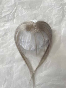 LONGFOR, <span class=keywords><strong>con</strong></span> flequillo postizo humano Real atado a mano para mujer, voluminoso alto para corona, aspecto <span class=keywords><strong>Natural</strong></span>, Remy recto, stock al por mayor - Product Image 2