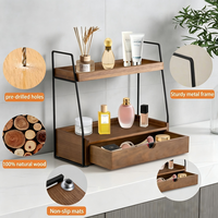 Organisateur de salle de bain pour comptoir avec tiroir, organisateur de comptoir en bois pour la décoration de la salle de bain, étagère d'évier pour rangement sous la vanité