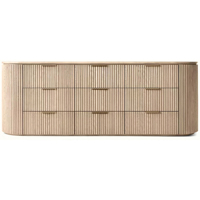 Commode Byron à 9 tiroirs en bois massif de chêne moderne, rainures verticales, 3 niveaux, écologique, autoportante, pour chambre et salon