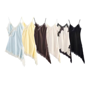 Vestido Midi Asimétrico de Encaje, Elegante y Sexy, Estilo Urbano Otoñal para Mujeres Europeas y Americanas - Product Image 1