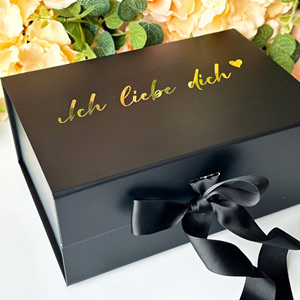 Bán buôn tái chế gấp túi xách quần áo cứng nhắc đóng gói hộp sang trọng lớn hình dạng cuốn sách các tông hộp đen với Ribbon - Product Image 1