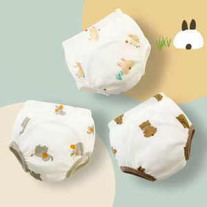 Pantalones de entrenamiento reutilizables de algodón de muselina absorbente lavable para bebés, ropa interior impermeable para pañales, pantalones de aprendizaje para niños pequeños - Product Image 1