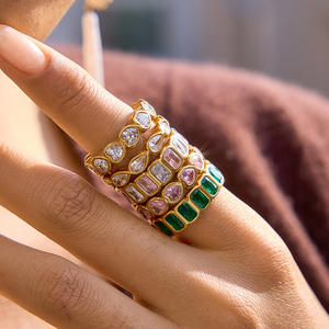 مجموعة خواتم متعددة الطبقات بالجملة، خواتم مطلية بالذهب متعددة الألوان من الفولاذ المقاوم للصدأ للبيع بالتجزئة - Product Image 2