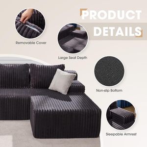 Sofá Seccional Modular Moderno de Corduroy Comprimido al por Mayor de Fábrica, Sofá sin Estructura para Apartamento, Juego de Muebles para Sala de Estar - Product Image 5