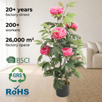 JWT4133 Pohon Paeonia Suffruticosa Buatan yang Menyerupai Asli Bunga Sutra Merah Muda Realistis Tinggi untuk Dekorasi Ruang Tamu Rumah Dalam Ruangan