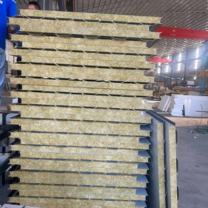 Steinwolle-Sandwichplatten Umweltfreundliche Feuerfeste Wasserbeständige Isolierte Metallverkleidungsplatten für Kühlräume Hotels Lagerhallen - Product Image 1