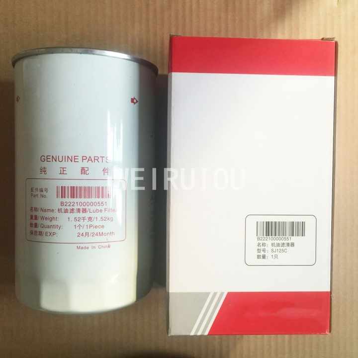 Excavator engine oil filter B222100000521 P573722 B222100000551 