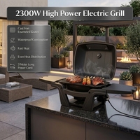 Grill électrique portable 2300W pour le camping en plein air, idéal pour les voyages, avec tables latérales amovibles