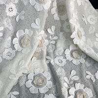Tissu en maille florale respirant et hydrosoluble, dentelle 100% coton pour robe brodée ou hawaïenne, tissu en coton