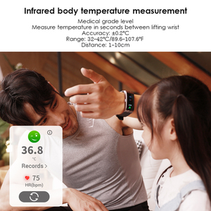 Montre connectée ROCAR avec thermomètre, moniteur de fréquence cardiaque, bracelet étanche, nouvelle version - Product Image 5