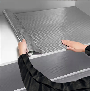 Kertas dinding berperekat pola daun perak, lapisan Foil aluminium PVC tahan air minyak untuk dekorasi furnitur dapur gratis sampel - Product Image 1