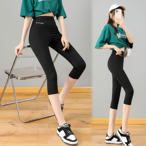 Leggings a vita alta a 7 parti copri pancia pantaloni da Yoga per abbigliamento sportivo di alta qualità - Product Image 1