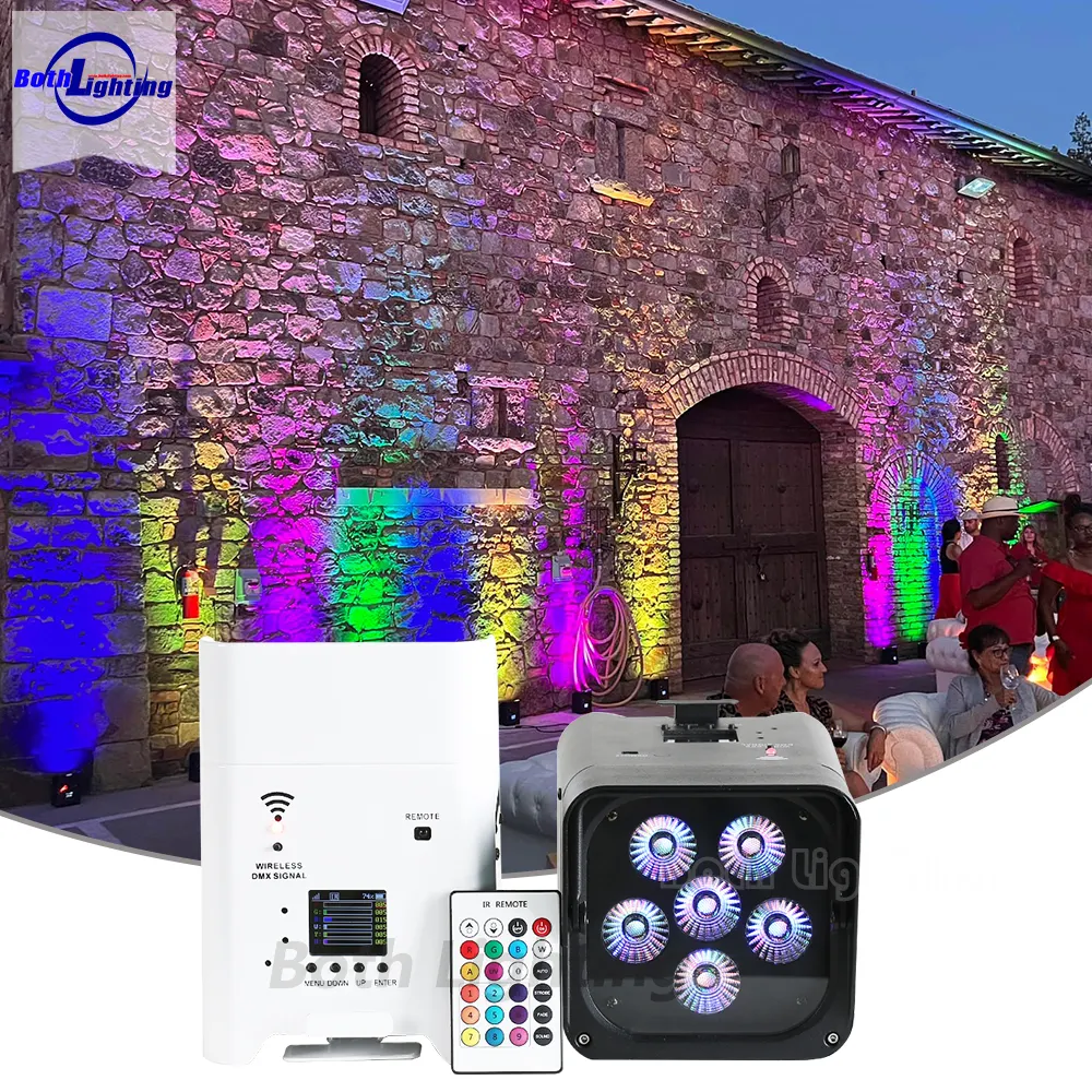 Smart S6 DJ 6*18W Uplights Batería inalámbrica Rgbwa + UV Wedding Party Dj Lights Stage Wireless Uplights