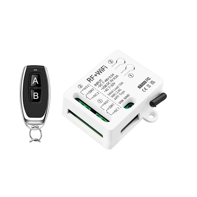 WIFI Tuya Wireless 433mhz Universal Gate Remote Control Switch DC 5V 48V 2Ch 10A Dry Relay Receiver Remote for Garage Door Led