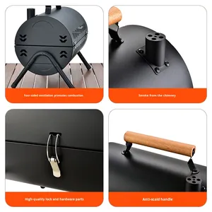 Réchaud de camping portable anti-rouille à <span class=keywords><strong>bois</strong></span> avec cheminée - Réchaud fusée pliable pour la cuisine en extérieur et à domicile, barbecue - Product Image 5