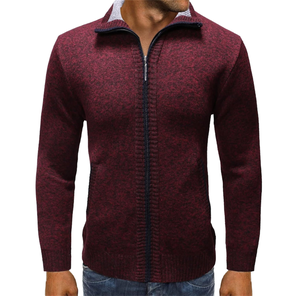 <b>Men's</b> 100% Wool Anti-Wrinkle Anti-Shrink Zipper Closure Pullover <b>Sweater</b> Cable Knit <b>Turtle</b> <b>Neck</b> Warm Autumn Fried Dough Twists - Product Image 1