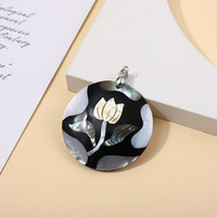 Pendentifs Breloques Coquille d'Abalone, Perles Naturelles en Nacre Noire pour la Fabrication de Bijoux, Perles en Os de Coquillage et Corail