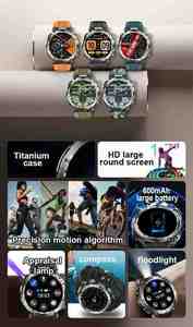 Montre connectée HT30 de haute qualité, écran rond de 1,7 pouce, étanche IP68, surveillance du sommeil, Reloj Inteligente, montre connectée sport - Product Image 4