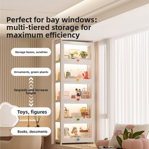 Vitrine de présentation moderne et minimaliste style crème, inspirée de la dopamine, avec poignée de tirage, en <span class=keywords><strong>bambou</strong></span>, anti-poussière, pour rangement de jouets - Product Image 3