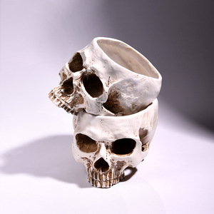 Resin Skull Storage Ornament Halloween Decoration Indoor Ghost Head Prop Key Holder Candy Dish - Product Image 3