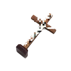 Support d'exposition en bois, forme géométrique, marron, noir, rouge vin, type sur pied, pour salon, décoration intérieure, artisanat, cadeau - Product Image 5