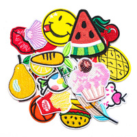 Patch brodé pour vêtements, motif fruits (pastèque, ananas) et dessins animés, à appliquer sans couture, adhésif