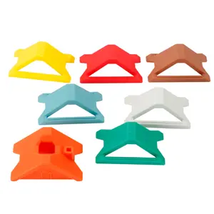 Custom Colorful Soft Building Stacking Blocks Triangle Baby Educational Sensory Food Grade Silicone Puzzle Toys For Baby