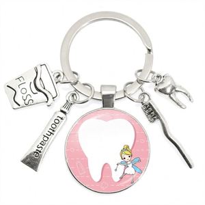 Wholesale Custom Promotional <b>Gift</b> Glass Dentist Keychain Toothbrush Toothpaste Teeth Dentist Alloy Metal Key Chains Accessories - Product Image 2