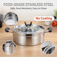 Set Peralatan Masak Stainless Steel Tebal, Panci Sup, Panci Susu, Wajan, Kombinasi Kompor Universal, Tutup, Gaya Cina, Praktis