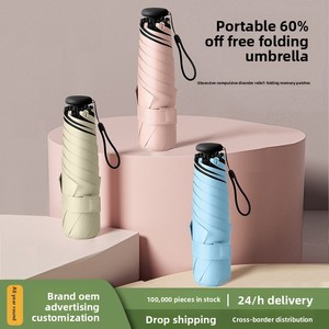 Paraguas de Bolsillo Plegable Ultraligero, Minimalista, <span class=keywords><strong>con</strong></span> Protección UV y Memoria, 60% Manual, Resistente al Sol y la Lluvia, <span class=keywords><strong>con</strong></span> Revestimiento Negro - Product Image 5