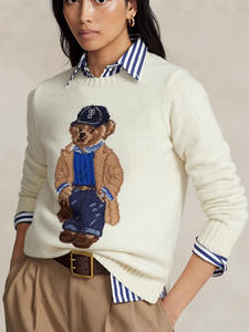 <span class=keywords><strong>Pull</strong></span> pour femme élégant et polyvalent, <span class=keywords><strong>à</strong></span> la mode, en laine flottante, avec broderie d'ours rétro classique, vente chaude - Product Image 6