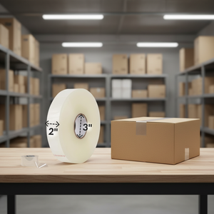 디포 2인치 X 1000야드 투명 산업용 강력 포장 테이프 2.0밀 두께 단면 아크릴 접착제 BOPP 백킹 없음 - Product Image 1