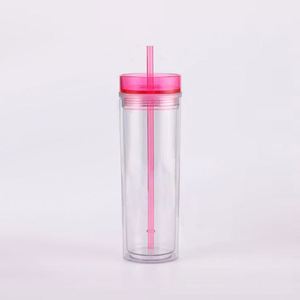 Gobelet isotherme OEM personnalisé en acrylique de 16 oz, à double paroi, anti-fuite avec couvercle et paille pour les voyages en extérieur et le camping - Product Image 5