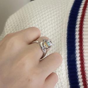Bague en argent pur S925, design en trois dimensions de tasse à thé et de chat, bague amusante et enfantine pour les enfants - Product Image 2