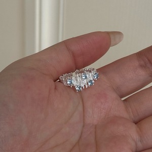 Plata de Ley S925 Azul Océano Estrella, Diseño Personalizado, Patrón Irregular Plisado, Zirconia Azul Marino, Abierto, con Licencia - Product Image 5