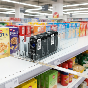 Vente directe usine : Organisateur de bouteilles en plastique transparent avec système de poussée à ressort réglable - Product Image 6