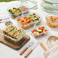 Boîte de conservation alimentaire en verre résistant à la chaleur, couvercle en verre trempé hermétique avec boucle en PP, compatible micro-ondes, boîte de rangement alimentaire pour la cuisine, OEM
