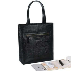 Classic Manufacturer Luxury Designer Black Genuine Leather Tote Handbag Casual Business Bag Tote Bag