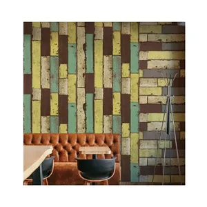 Planks Wooden Pallets Building Materials Cafes Studio Bar Wall paper Decoration Customized Industry PVC wallpaper