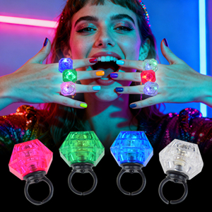<strong>White</strong> Plastic Hard Diamond Flashing LED Party Light Ring Earth Day Ramadan Festive Celebrations Finger <strong>Glow</strong> <strong>Sticks</strong> Rings - Product Image 2
